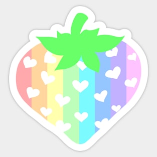 Pastel Rainbow Strawberry Heart Sticker